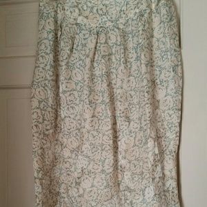 SK Company Cream and mint Green Silk Skirt 12p